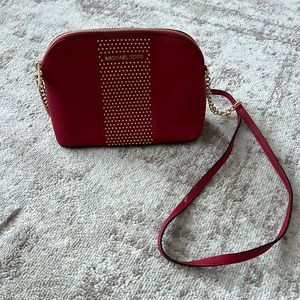 Red Michael Kors Crossbody Purse with gold studs